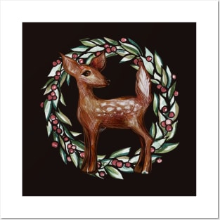 Christmas Fawn Posters and Art